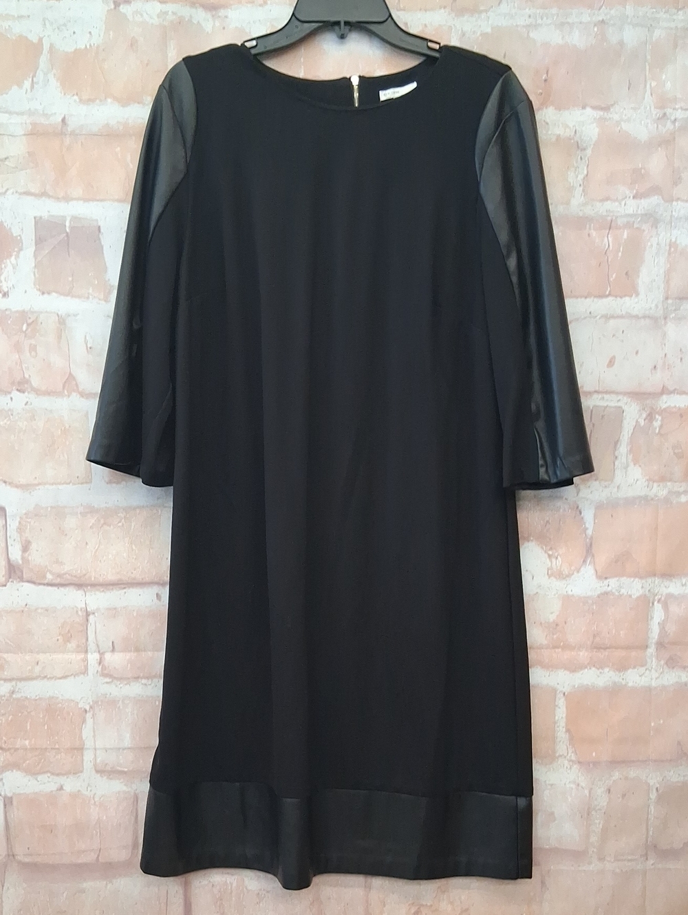 Cato Black Shift Dress with Faux Leather Accent